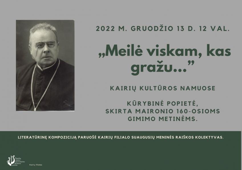 Kūrybinė popietė „Meilė viskam, kas gražu…” Kairiuose