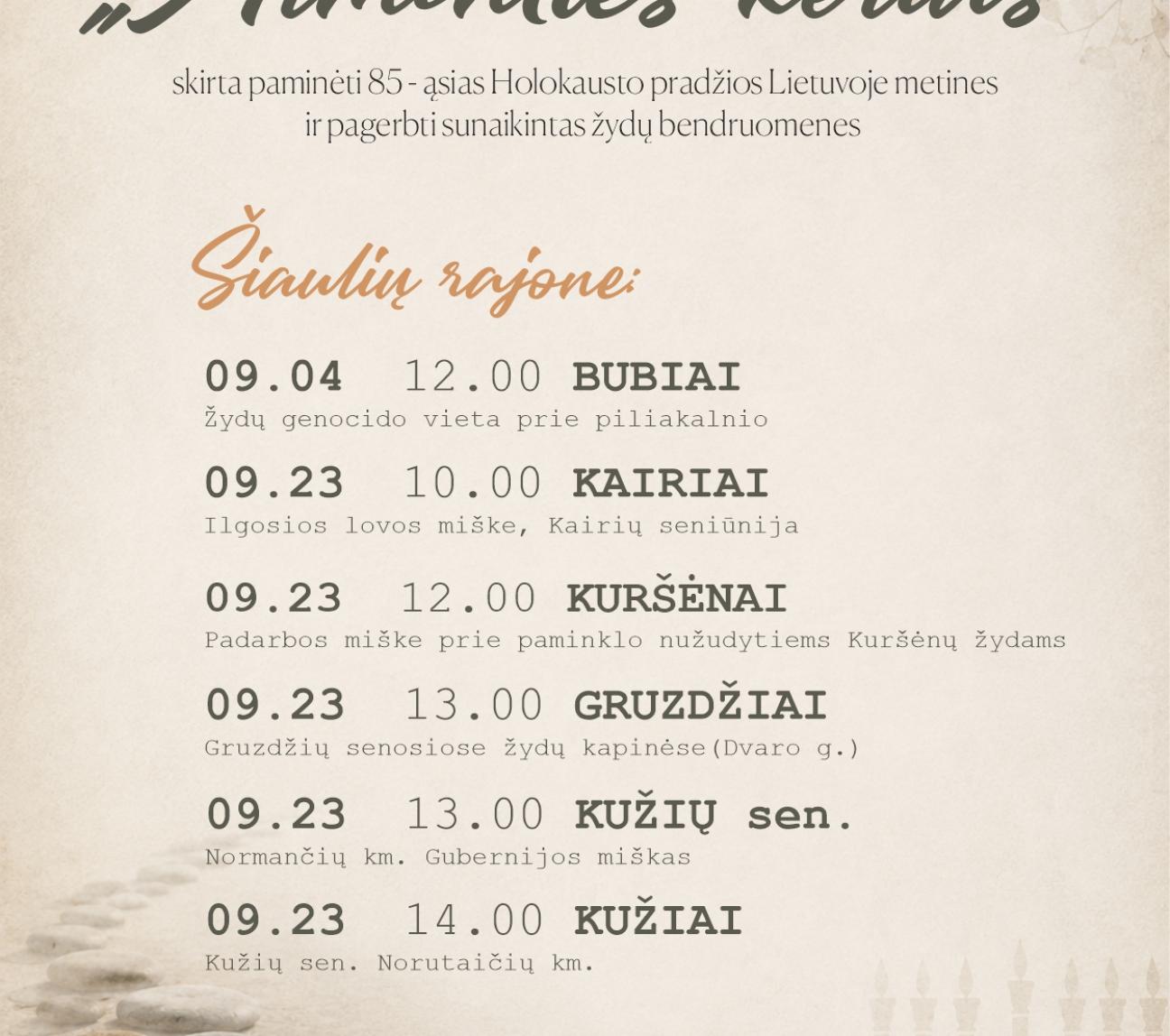 “Atminties kelias 1941 - 2026” Bubiuose