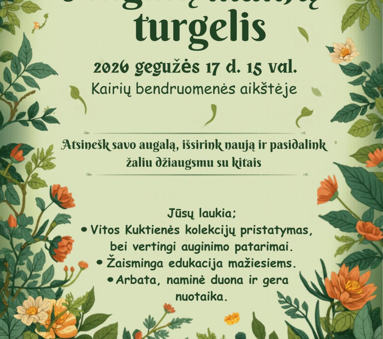 "Augalų mainų turgelis" Kairiuose