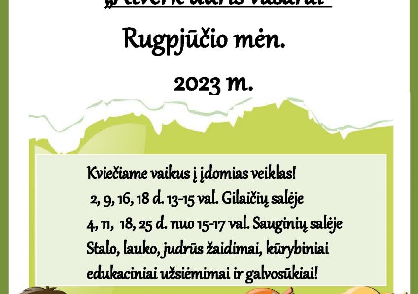 Iniciatyva „Atverk duris vasarai“ 2023 m. rugpjūčio mėn.