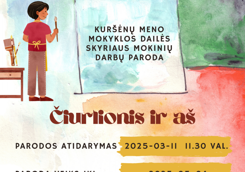 Kuršėnų meno mokyklos dailės skyriaus mokinių darbų parodos „Čiurlionis ir aš” parodos atidarymas