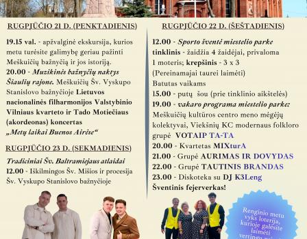 Didžioji vasaros šventė ,,Mes ir vėl susitikom“, Šv. Baltramiejaus atlaidai Meškuičiuose