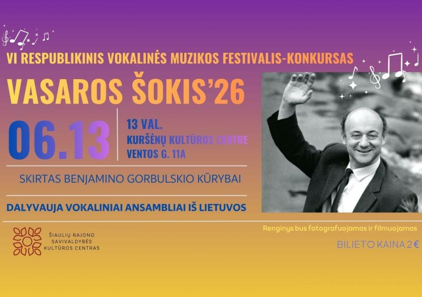 VI respublikinis vokalinės muzikos festivalis-konkursas ,,Vasaros šokis 2026”