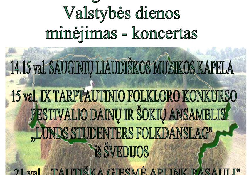IX tarptautinio folkloro konkurso-festivalio „Saulės žiedas“ dalyvių iš Švedijos koncertas, Pilietinė akcija „Tautiška giesmė aplink pasaulį“