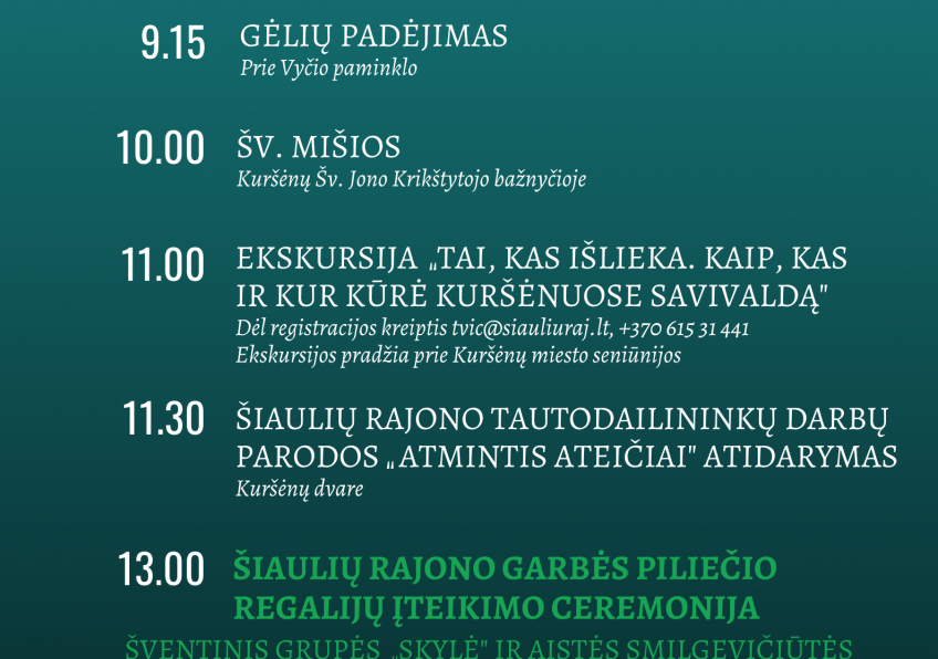 VASARIO 16 d. skirti renginiai Kuršėnuose