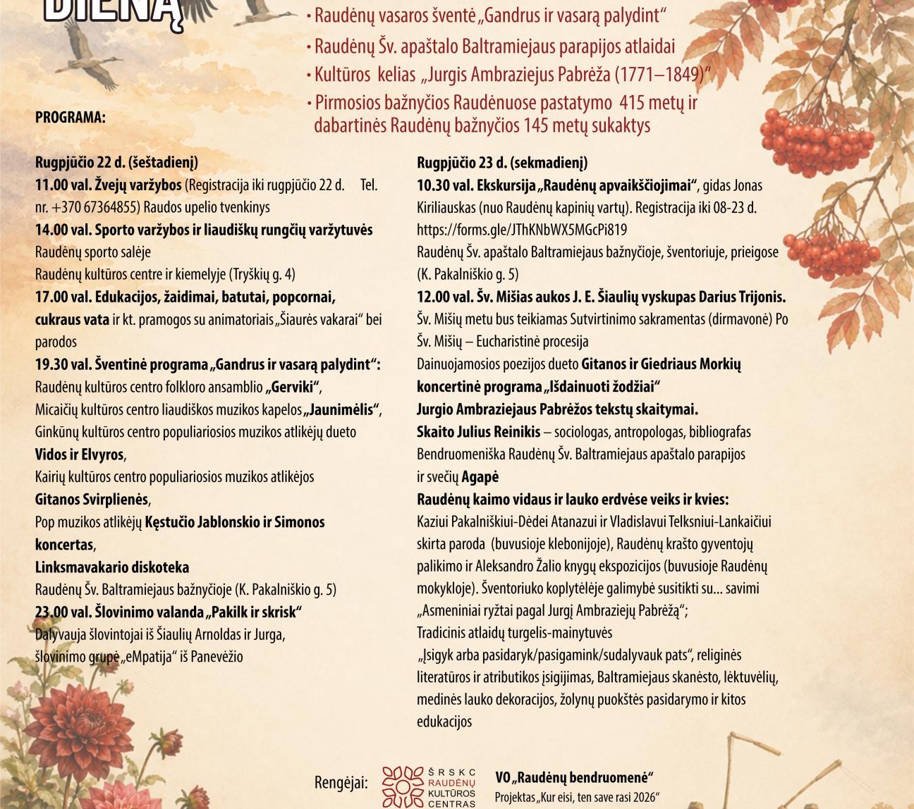 Vasaros šventė ,, Gandrus ir vasarą palydint” Raudėnuose
