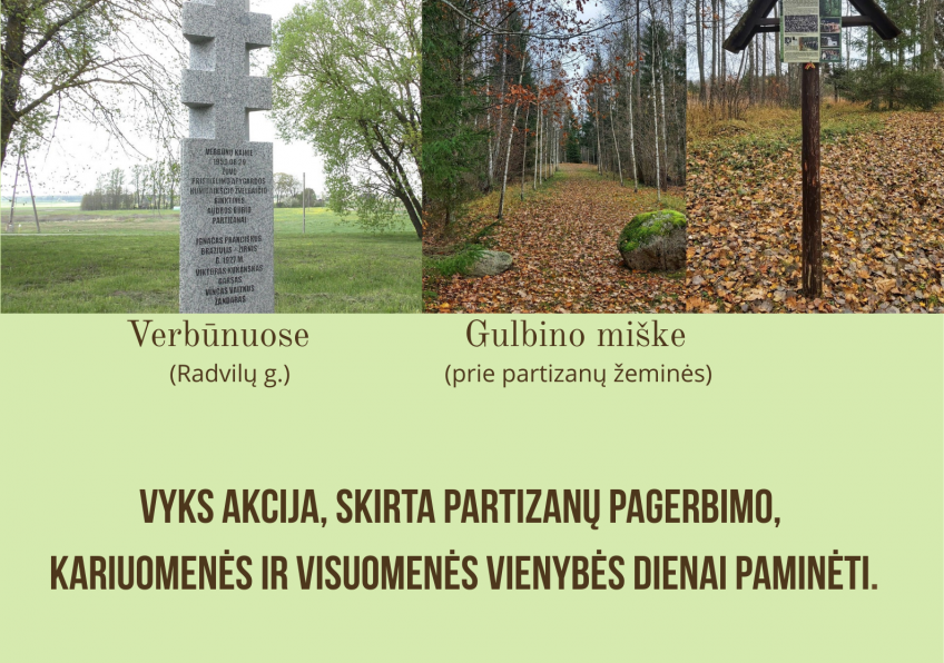 Akcija, skirta partizanų pagerbimo, kariuomenės ir visuomenės vienybės dienai paminėti