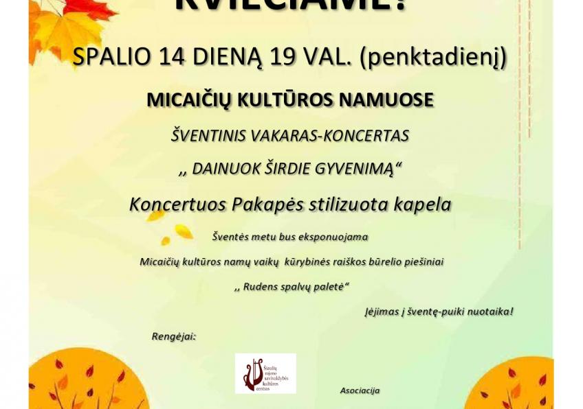 Vakaras - Koncertas ,,Dainuok širdie gyvenimą” Micaičiuose