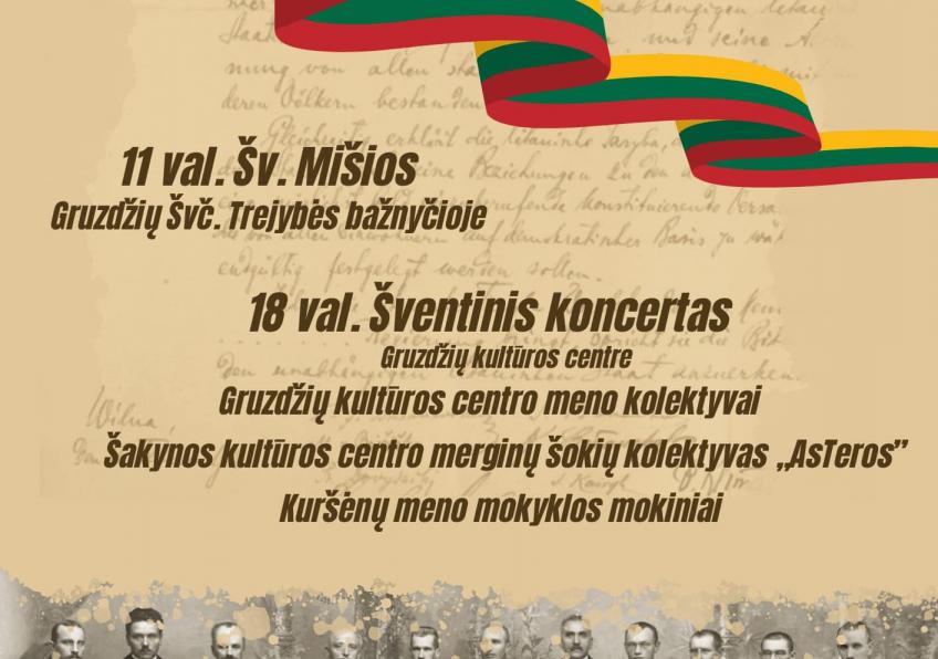 Koncertas skirtas Lietuvos valstybės atkūrimo dienai paminėti Gruzdžiuose