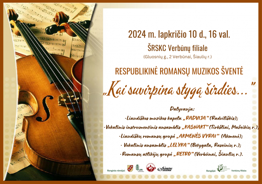Respublikinė romansų muzikos šventė „KAI SUVIRPINA STYGĄ ŠIRDIES…” Verbūnuose
