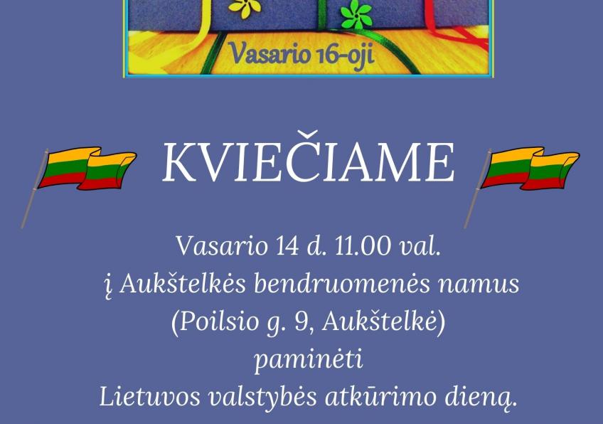 „Lietuvos valstybės atkūrimo diena“ - Aukštelkėje