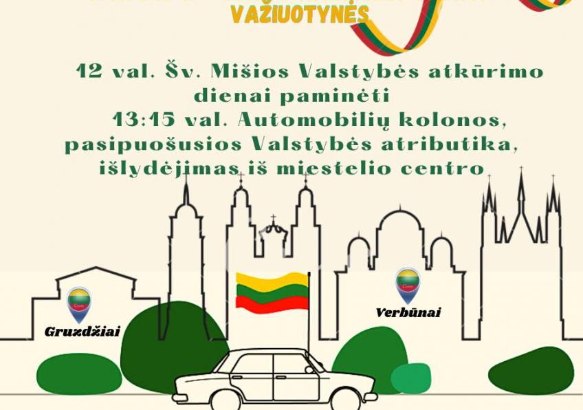 ,,Važiuotynės” skirtos Vasario 16 - ajai paminėti Gruzdžiuose
